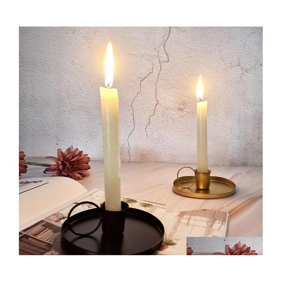 Kerzenhalter Retro Metall Kerzenständer Kerzenhalter Moderne Heimdekoration Glamouröse schicke Hochzeitstabelle Desktop-Zubehör 202208 Dhgv5