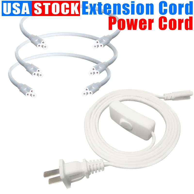 T8/T5 Integrated LED Tube Light Switch Fixture AC Power Cords Cable med 3 Prong US Plug f￶r Garage Workshop Warehouse Commercial Lighting 6.6 ft 100 st Usastar