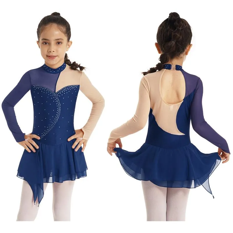 Comprar Vestido de patinaje artístico de manga larga para niñas, Ballet,  danza, gimnasia, falda de malla, leotardo, Ropa de baile, disfraz de  patinaje sobre hielo para niños