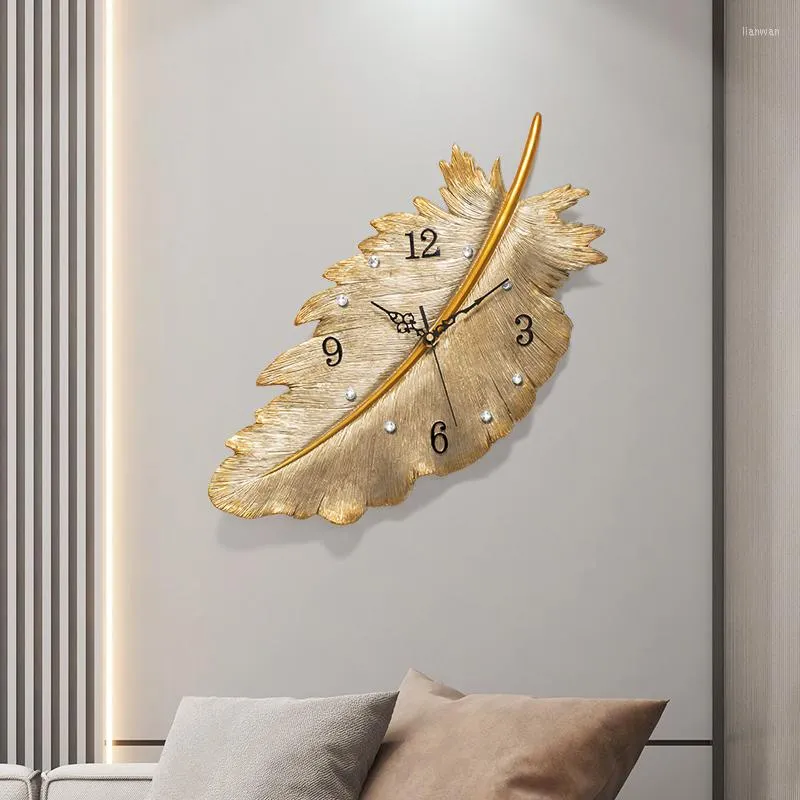 ساعة الحائط راتنجات الذهب البطارية تديرها Nordic Creative Hook Clock Free Horloge Murale Room Decoration