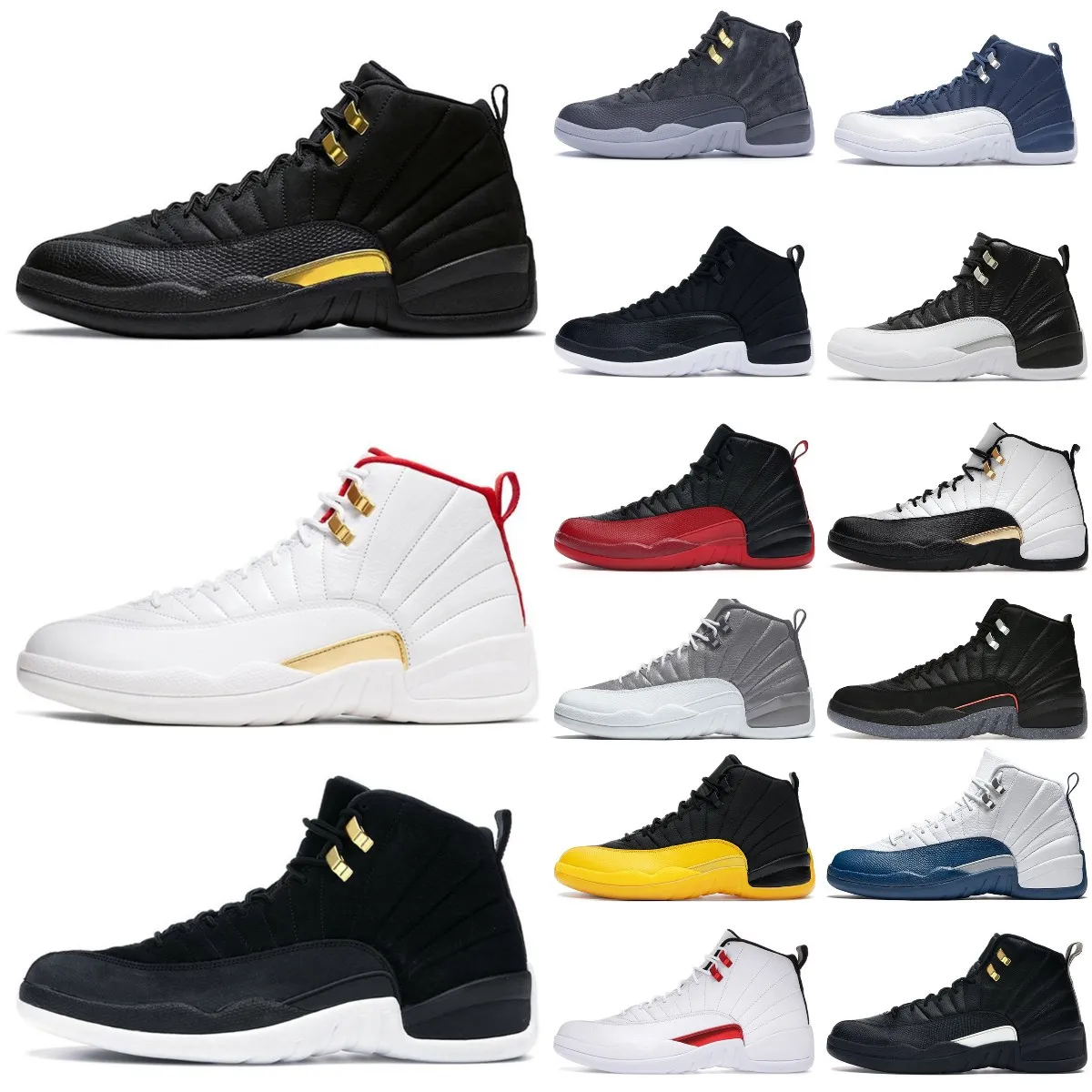 2022 Nouvelles chaussures de basket-ball 12s Jumpman 12 Black Taxi Reverse Flut Game Dark Concord University Gold Stealth The Master Mens Trainers Sports Sneakers 40-47