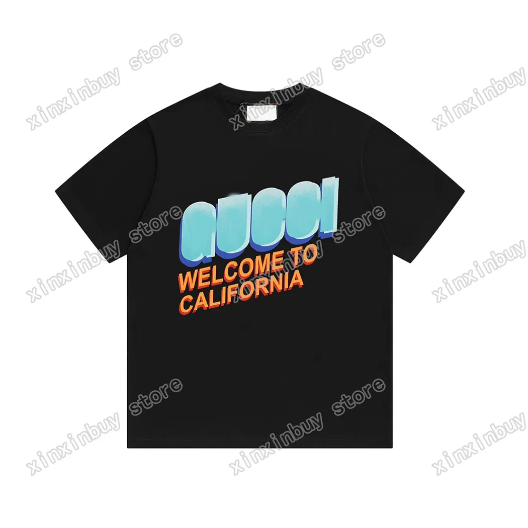 Xinxinbuy Men Designer Tee T Shirt Paris California Letters Drukuj bawełniany rękaw