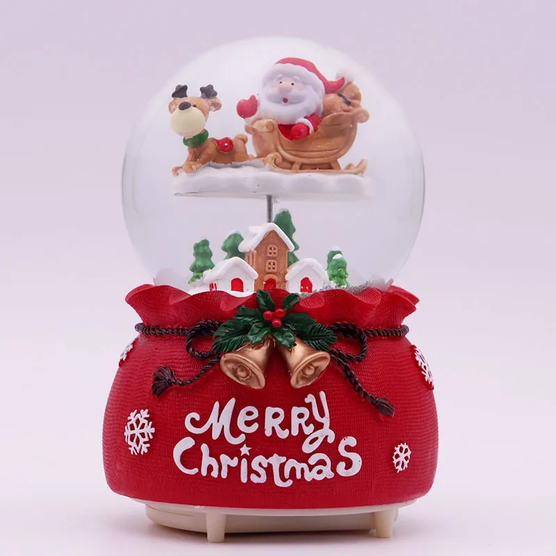 Decorative Objects Figurines Christmas Music Box Decorations Tree Old Man Crystal Ball Blessing Bag Creative Gift Snow Lights Carousel 221206