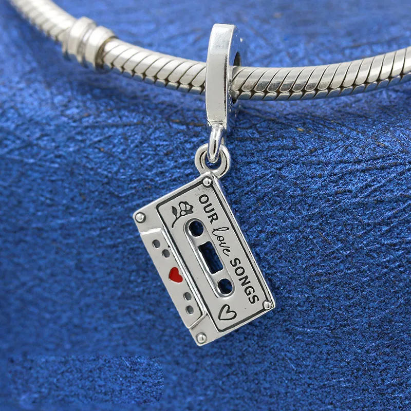 2021 NEW SPRING 925 STERLING SILVER VINTAGE CASSETTE DANGLES PENDANT CHARM BEAD FITS EUROPEAN PANDORA JEWELRY CHARMブレスレット