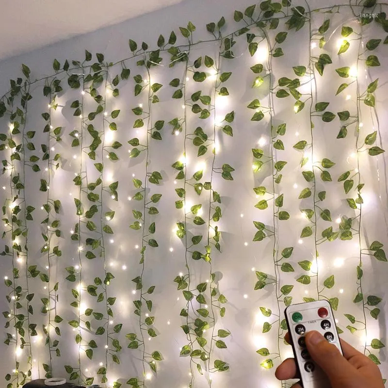 Строки USB Remote Crear Light 3MX2M 200 светодиодов с крошечными виноградными декоративными искусственными растениями лист светодиодные стены
