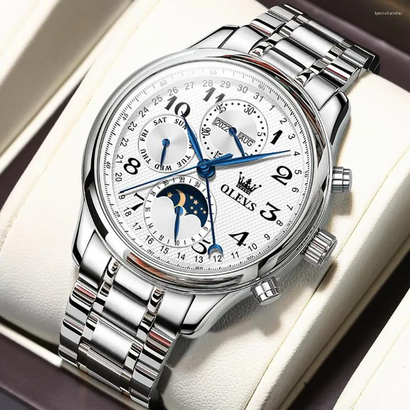 Armbandsur m￤n armbandsur automatisk mekanisk 30m vattent￤tt rostfritt st￥l klockband lysande h￤nder ih￥lig design mode man klocka