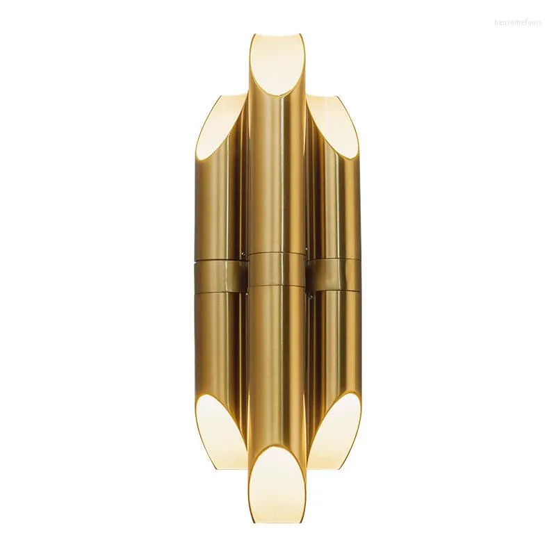 Wall Lamp Postmodern Golden Brushed 3 Pipes In Union LED Iron Bamboo Shape Metal Sconces For Aisle Corridor