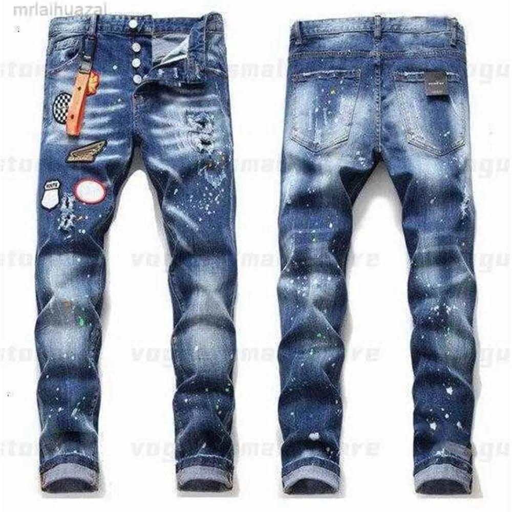 Jeans da uomo Mens Cool Rips Stretch Designer Jeans Distressed Strappato Biker Slim Fit Lavato Moto Denim Pantaloni da uomo Hip Hop Fashion Uomo 2021ktyx