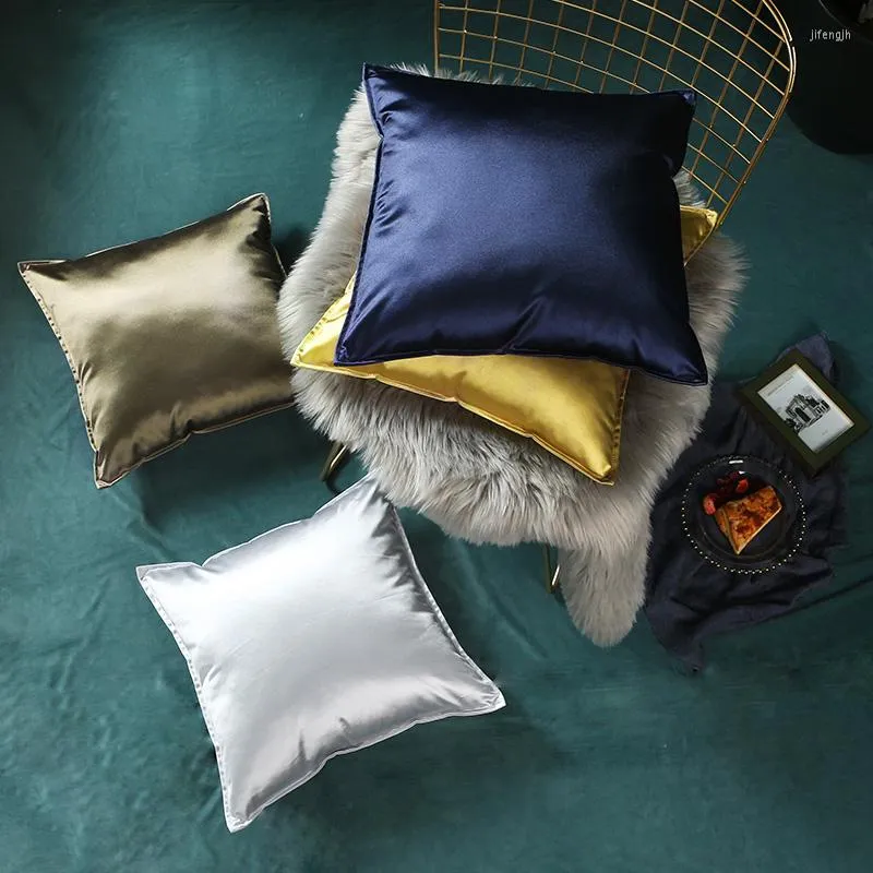 Kudde fast f￤rg soffa hem dekorativt kast enkelt modernt vardagsrum ryggst￶d gyllene silver fyrkantig kudde