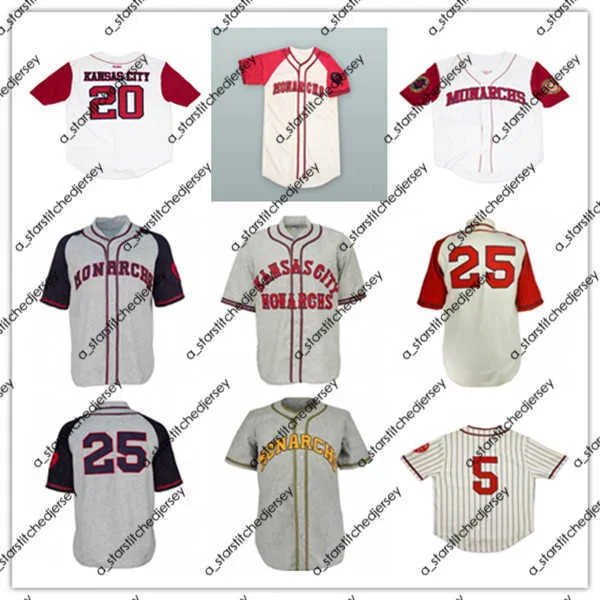 Baseball Jerseys Men Vintage 1942 KC Monarchs Baseball 25 Satchel Paige Jackie 5 Robinson Negro League Stitched Jersey Cheap