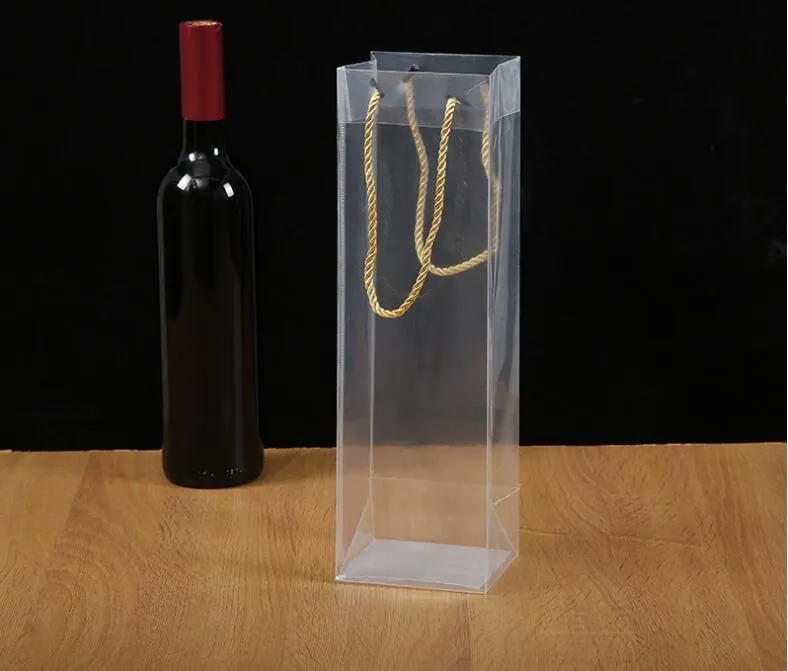 Sac de vin de glace sacs de poche en PVC transparents pliables de refroidisseur de vin avec poignée pour les boissons réfrigérées blanches de bière froide de Champagne