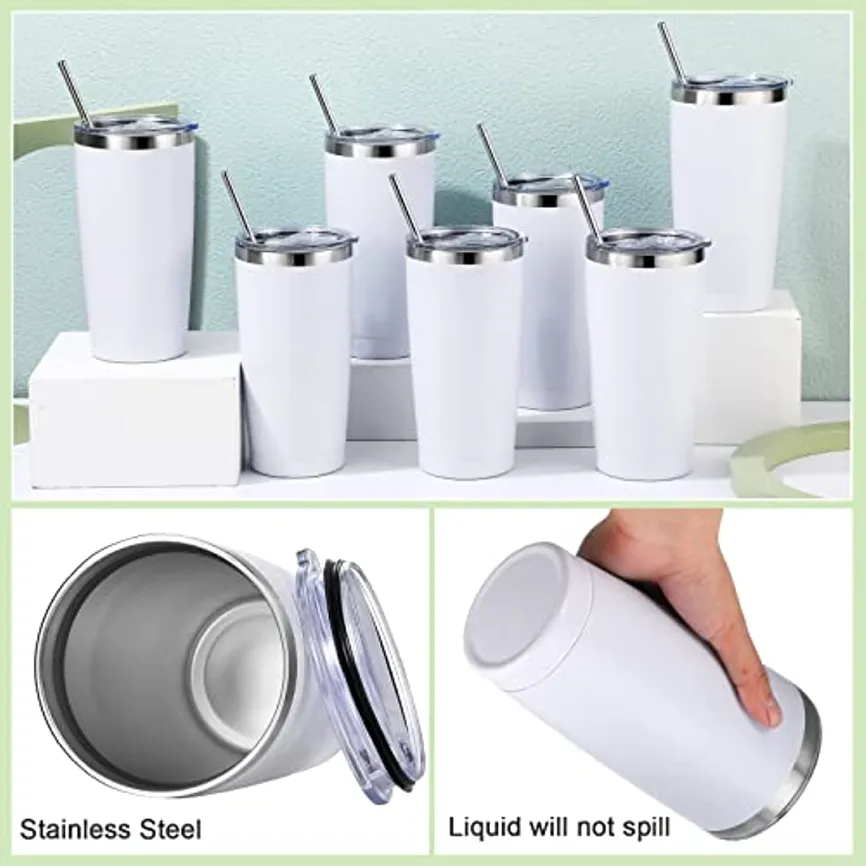 Tumblers Tumplers 20 أوقية كوب من الفولاذ المقاوم للصدأ مع غطاء القهوة المطلي بالغطاء والمسحوق للمشروبات الباردة والساخنة C1208