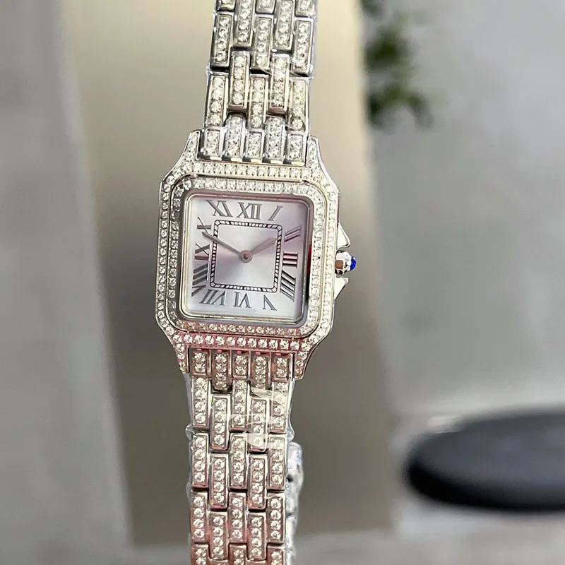 Full Diamond Women Watch Kwarc Ruch 27 mmxx37mm Bransoletka Business Wristwatches Casual Ladie