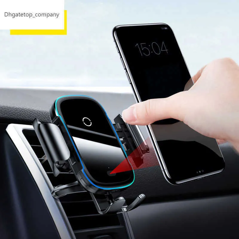 Ny biltelefonhållare 15W QI Trådlös laddare för iPhone 14 13 12 11 Xiaomi Car Mount Infrared Fast Wireless Charging Charger