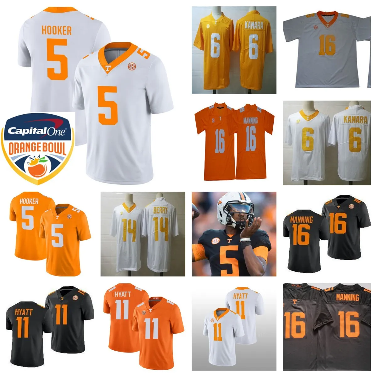 Mens Hendon Hooker Tennessee Football Jersey Stitched Peyton Manning Jalin Hyatt Alvin Kamara Tennessee 자원 봉사자 Jerseys