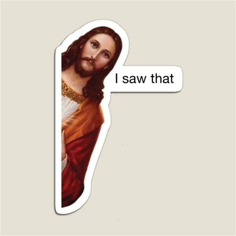 Obiekty dekoracyjne figurki Jezus widziałem, że naklejka mema biała naklejki magnesowe kolorowy uchwyt magnetyczny do lodówki Organizator lodówki dla dzieci 221206