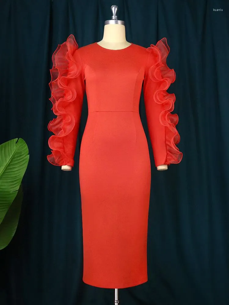 slim fit dress slacks Plus Size Autumn Queen Chiffon Maxi Dress 3 main image 1