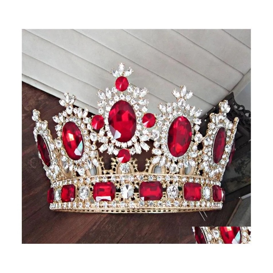 Diadèmes Grand Reine Roi Pageant Couronne Pour Diadèmes De Mariage Et Couronnes Grand Cristal Strass Diadème Coiffe De Mariée Bijoux De Cheveux 1230 Dhwhs