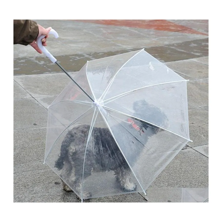 Umbrellas Portable Dog Umbrellas Wth Long Comfort Handle Transparent Pe Umbrella Eco Friendly Pet Raincoat 9 2Jn Y Drop Delivery Hom Dhppg