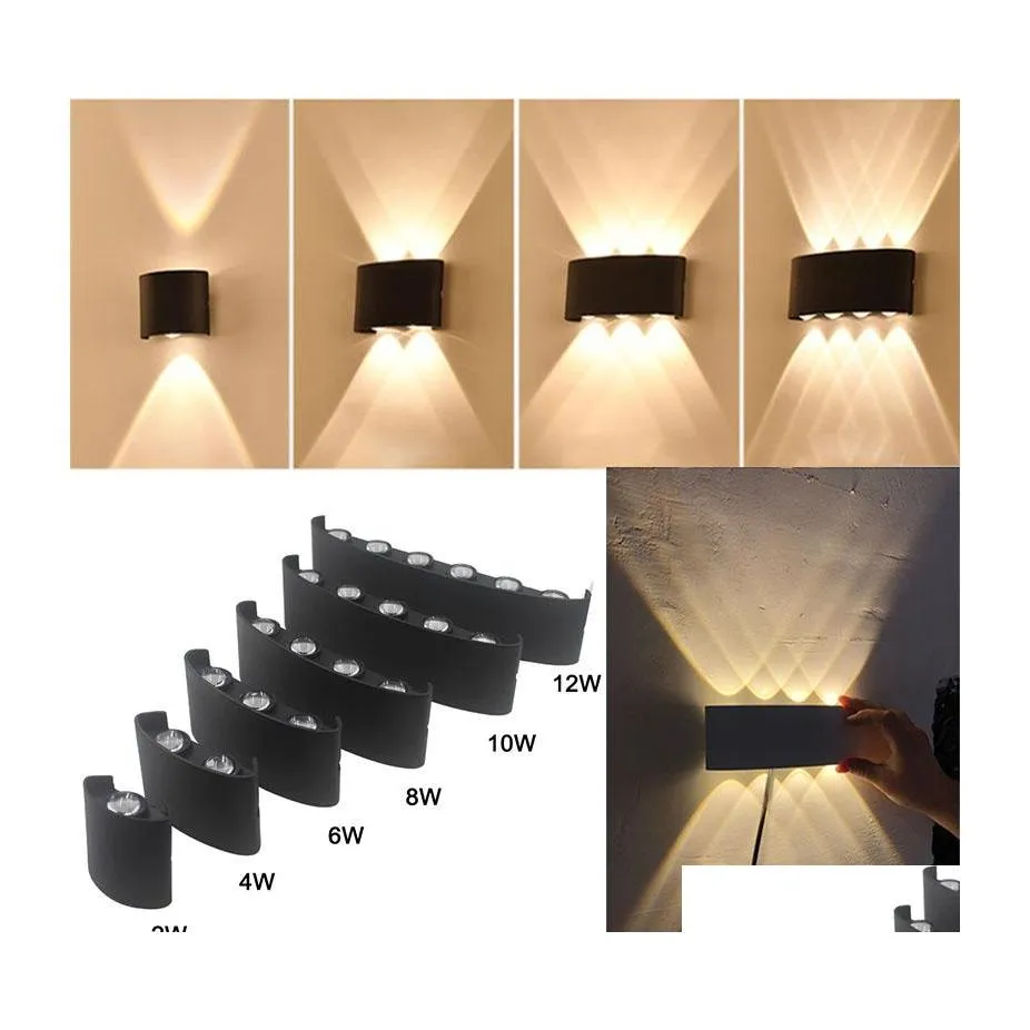 Wall Lamps Indoor Outdoor Ip65 Waterproof Wall Lamp 2W 4W 6W 8W 10W Led Aluminum Up Down Lights For Home Stairs Bedroom Headboard Ga Otixa