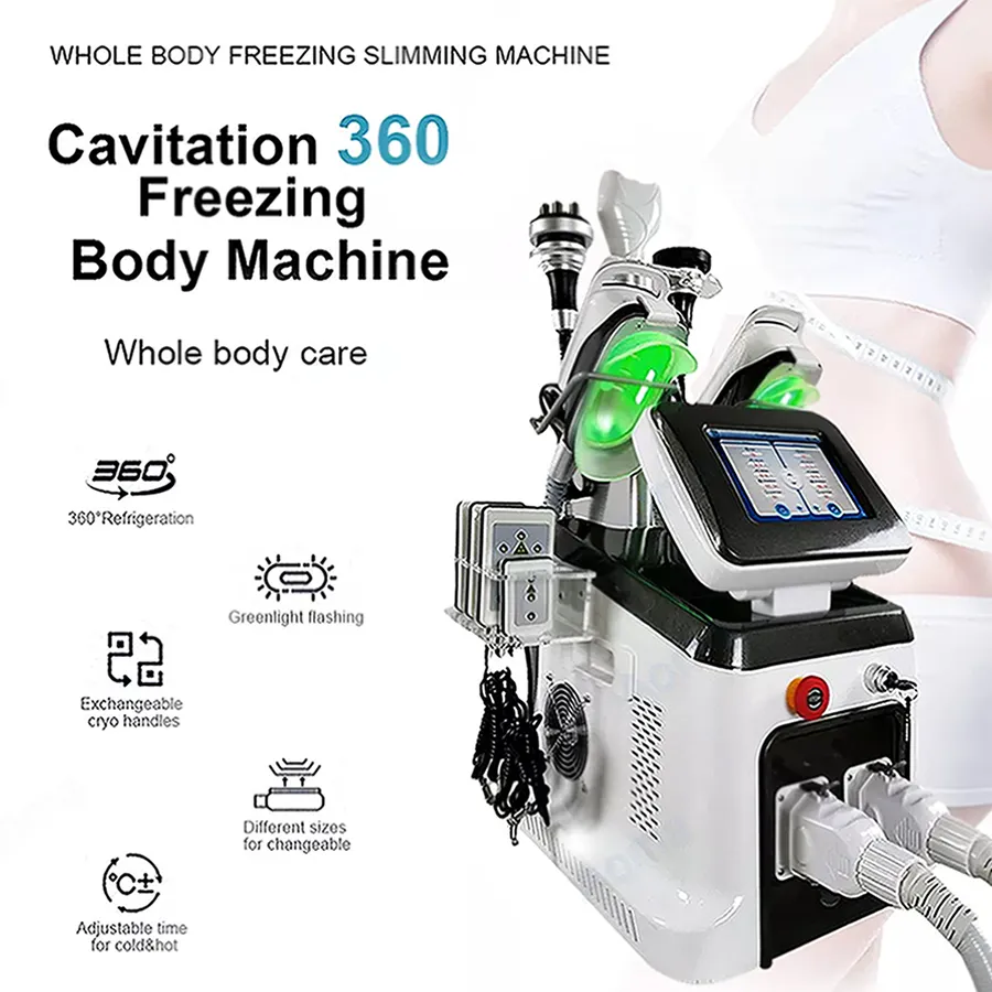 360 Cryolipolyse Vet bevriezen Lipolaser Cavitatie RF Body Slankmachine Machine Cellulitis Verwijdering Vries schoonheidsapparatuur