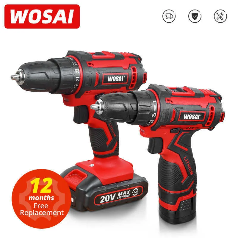 WOSAI 12V 16V 20V Cordless Drill lithium-ion Battery Electric Screwdriver 25 1 Torque Mini Wireless Power Driver DIY Tools