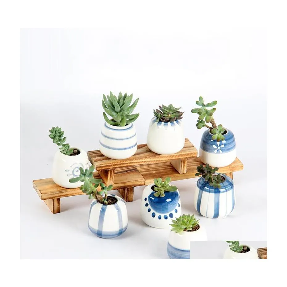Planters Pots Decorative Fashion Simple Succent Pots Planters Desktop Home Hand Painted Ceramics Flowerpot Round For Fleshy Creati Dhhg0
