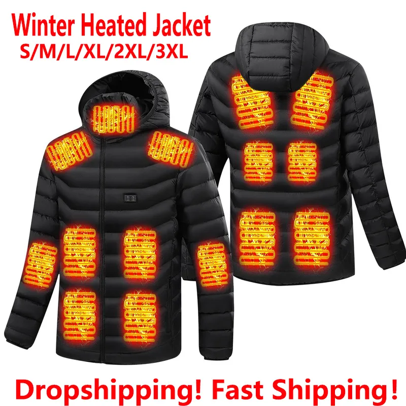 Erkek ceketler 15 Alanlar Isıtmalı Ceket USB Erkek Kadın Kış Açık Elektrikli Isıtma Ceketleri Sıcak Spor Termal Ceket Giysileri Isıtılabilir Yelek 221205