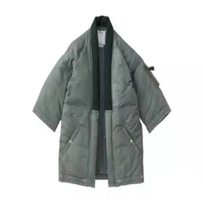 Parkas pour hommes court trois couleurs solide manteau ample Non Visvim Dcdt sans capuche col debout Robe taoïste veste rembourrée en coton 221207