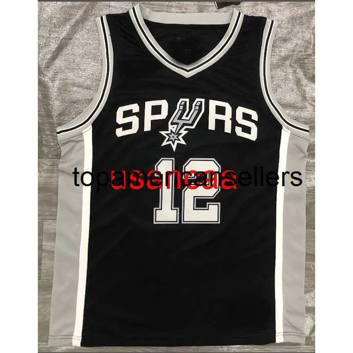 Tutti i ricami 3 stili 12 # Aldridge Maglia da basket nera stagione 2020 Personalizza i giovani delle donne degli uomini aggiungi qualsiasi nome numerico XS-5XL 6XL Vest