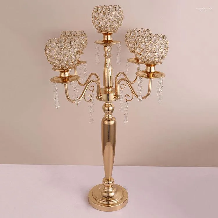 Bougeoirs en métal plaqué argent/or, décoration de fête, 3/5 bras, support de table, pilier, chandelier pour chandelier de mariage
