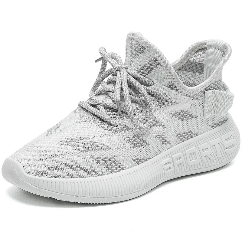 Femmes chaussures de course blanc vert rose respirant mode tricot Jogging confortable plat hommes Sport baskets classique 36-40