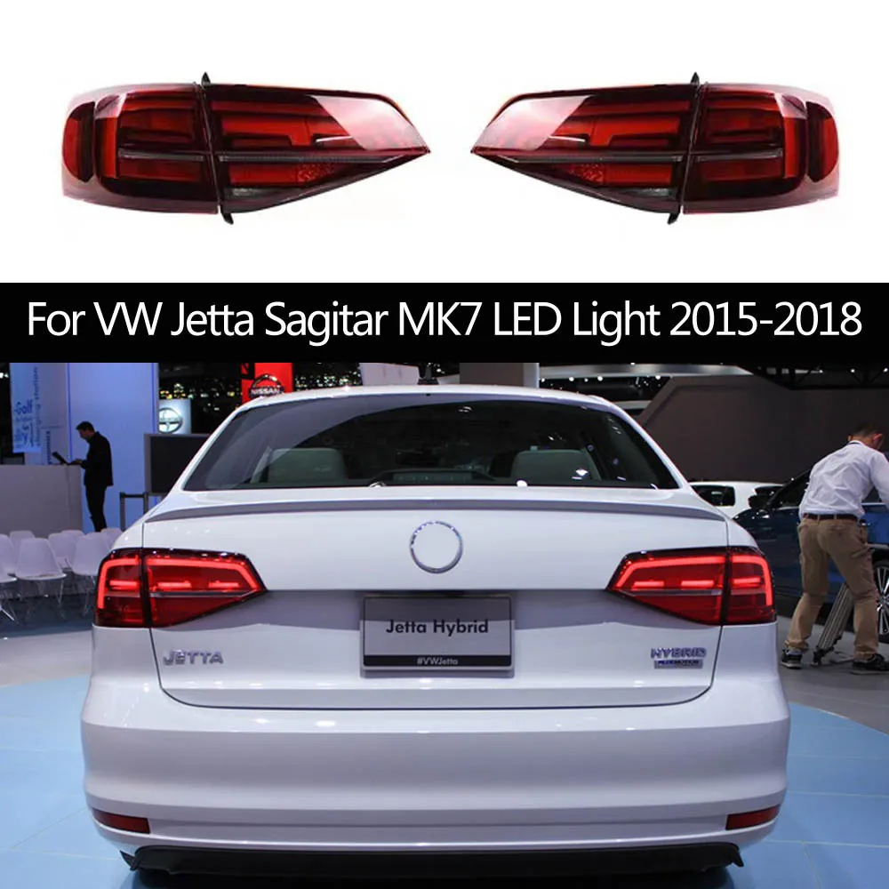 Bil Taillight Assembly Lighting Accessories Dynamic Streamer Turn Signalindikator Bromslampor Baklampa för VW Jetta Sagitar Mk7 LED -ljus