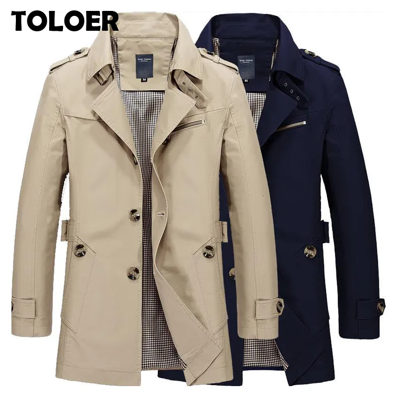 Chaquetas para hombres para hombre chaqueta de negocios moda otoño hombres largo algodón cortavientos abrigo masculino casual invierno trinchera outwear abrigo 221206