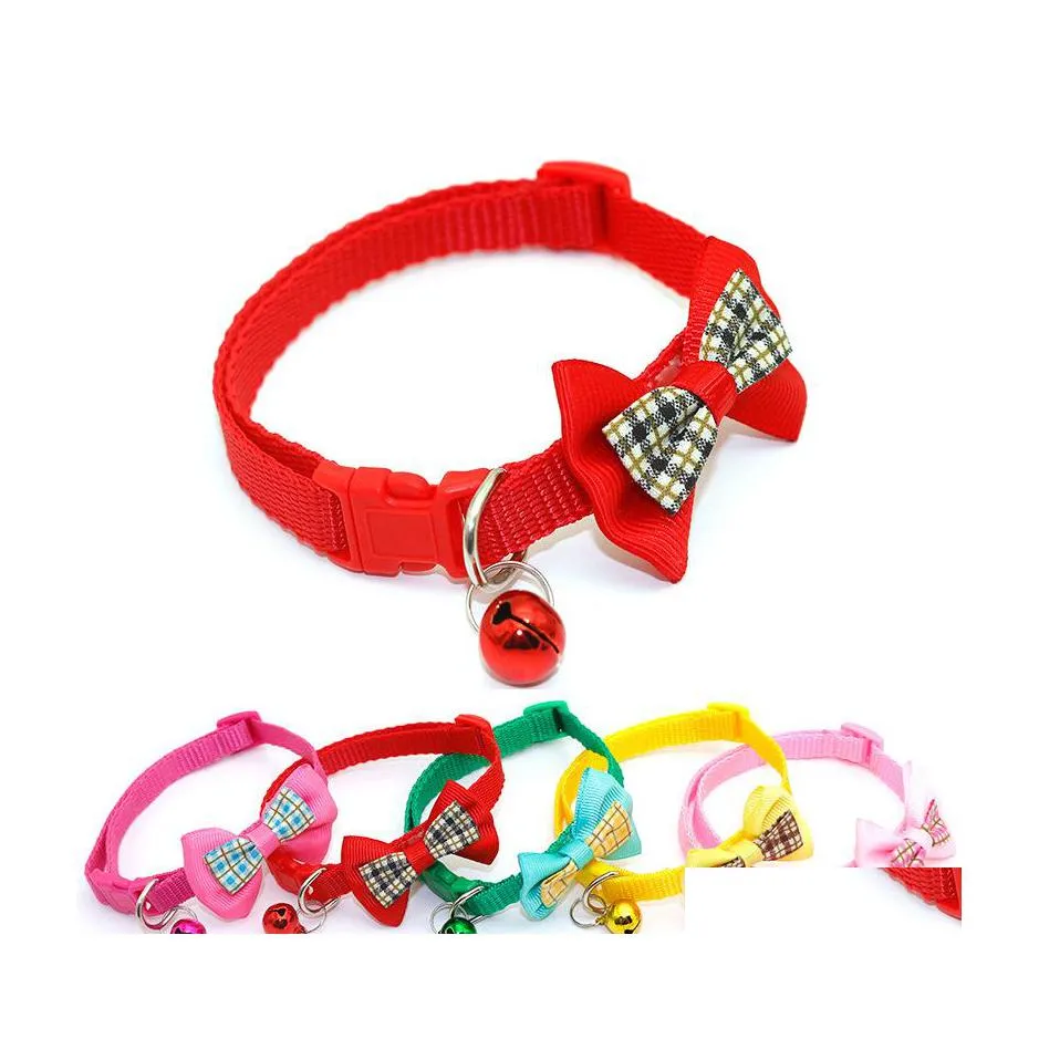 Collari per cani Collari per guinzagli Fiocco Collare per animali regolabile Beautif Cravatta con campane Regalo di festa per cucciolo e gatto Inventario all'ingrosso Dr Dhrqp