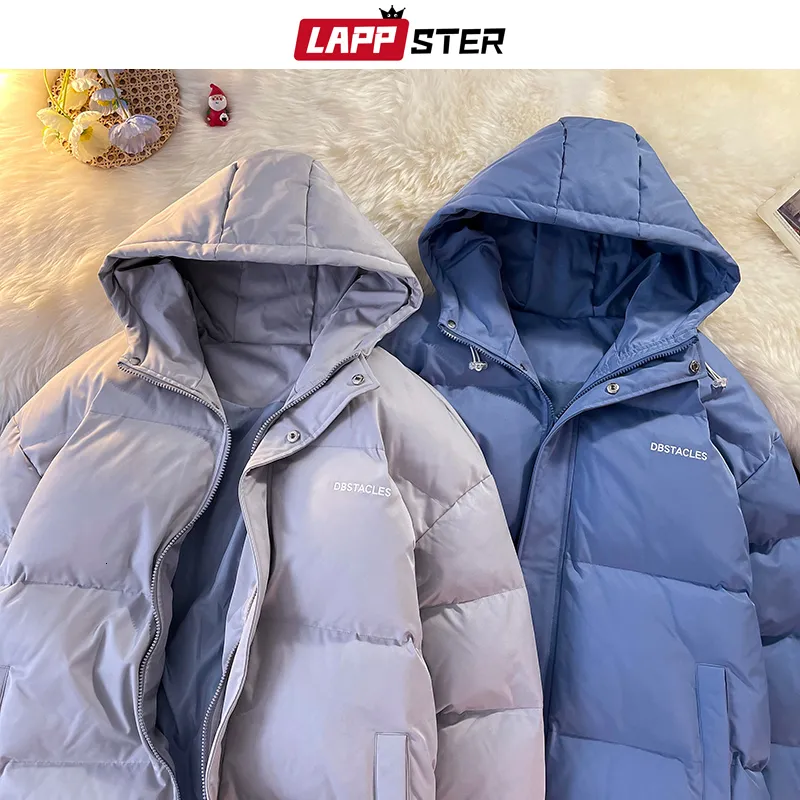Mens Down Parkas Lappster Men Solid Colorful Cotton Winter Jacka Harajuku Korean Fashion Bubble Coat Male Vintage Hooded Puffer 221207