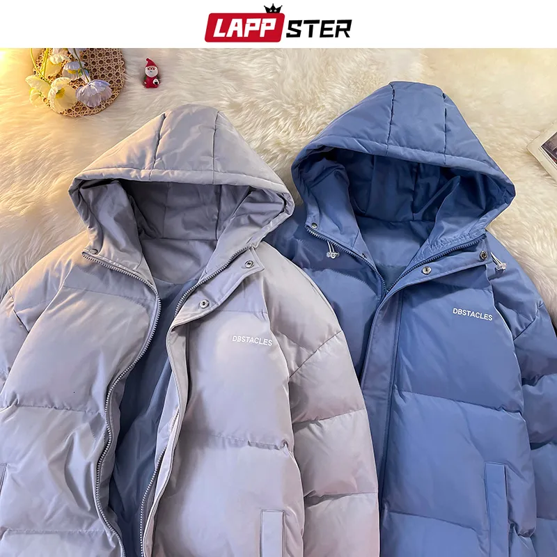 Masculino embaixo de parkas lappster homens sólidos colorido algodão jaqueta de inverno harajuku korean bubble casaco masculino machado vintage com capuz 221207