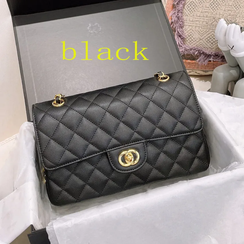 Borsa firmata CC Caviar Borsa a tracolla in pelle Borse a tracolla Doppia copertina Lady Luxury Fashion Borsa da donna Portafoglio Portafoglio Frizione Logo dorato