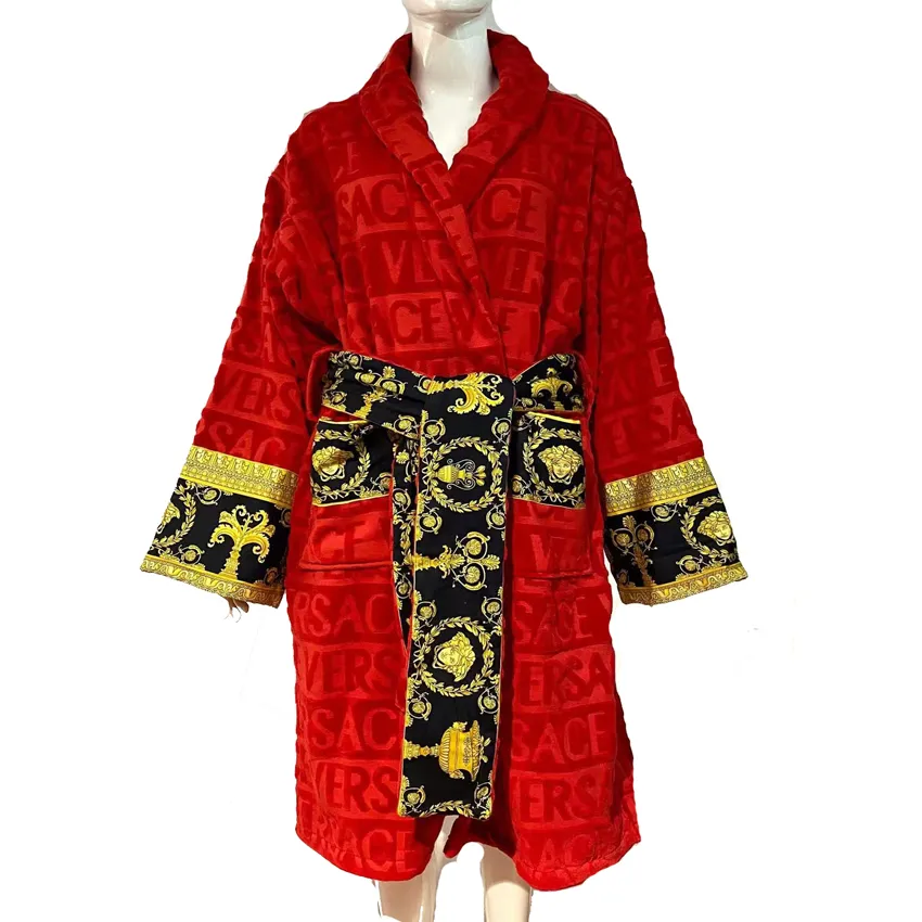 Nachtkleding High street heren rood gewaad heren badjas Luxe Winter Warm Zijde Flanel Lange Kimono Badjas Liefhebbers Nachtkamerjas 6 stijlen c