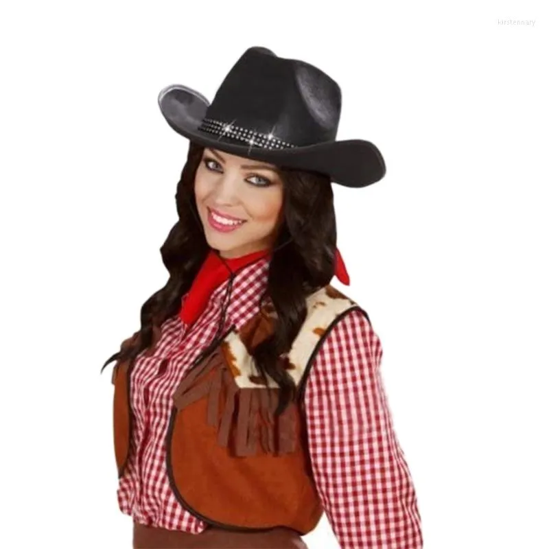 Beralar Cowgirl Şapkası Köpüklü Rhinestones Strip Serüsleri Tatil Giydirme Cosplay Party Malzemeleri Kostüm Aksesuarları