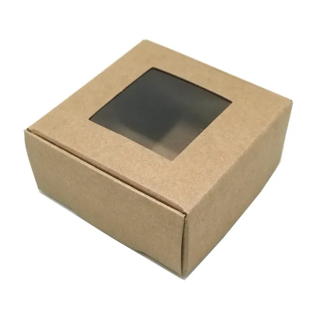 Składany pakiet papierowy pudełka do przechowywania pudełka rzemieślnicze Arts Biżuteria Część karton do DIY SOAP Opakowanie prezentów z przezroczystym oknem
