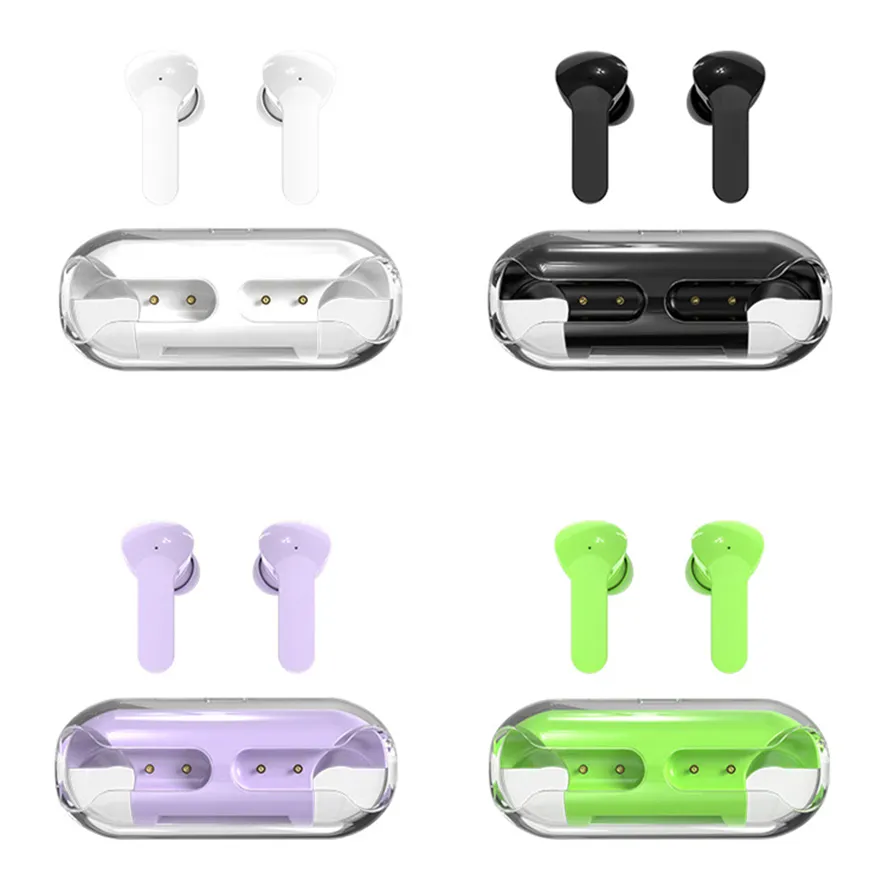 YX09 TWS tr￥dl￶st Bluetooth -headset Touch Control Enc H￶rlurar Noice Reduction Earphones Transparent skal f￶r mobiltelefoner med laddningsboxens ￶ronsn￤ckor