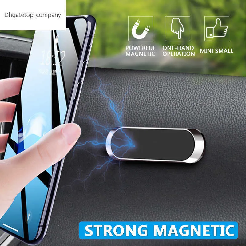 Lism Magnetic Car Phone Holder Dashboard Mini Strip Form Stand för iPhone Samsung Xiaomi Metal Magnet GPS Car Mount för vägg