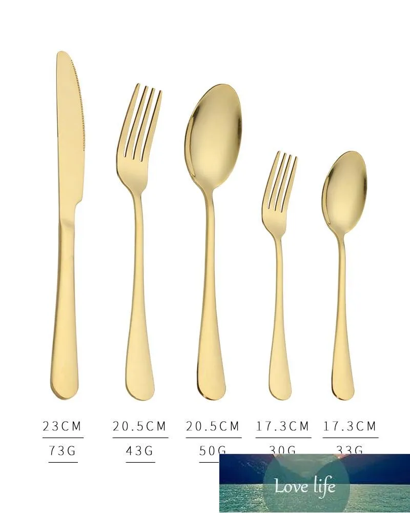 Gouden zilveren roestvrijstalen flatware set Food Grade Zilverwerk Set Uitrusting bevatten mesvork lepel theelepelfabriek