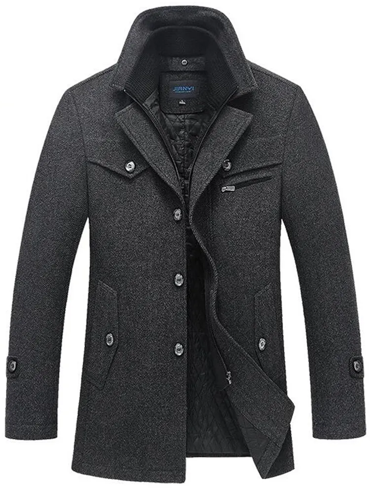 Mélanges de laine pour hommes hommes en manteau automne d'hiver coton épaissis