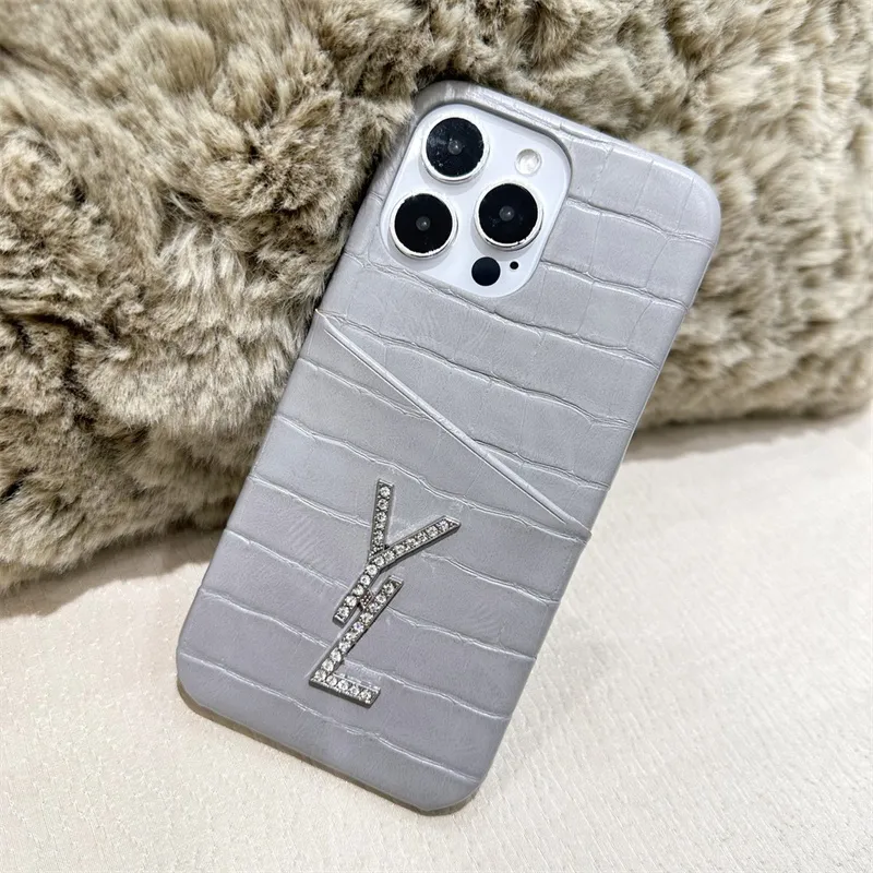 Case de teléfono de cuero de diseñador con bolsillos para tarjetas Damas Luxury Phonecase Shock Propappel Cell Case de protección para iPhone 14Pro 13Pro Max 11