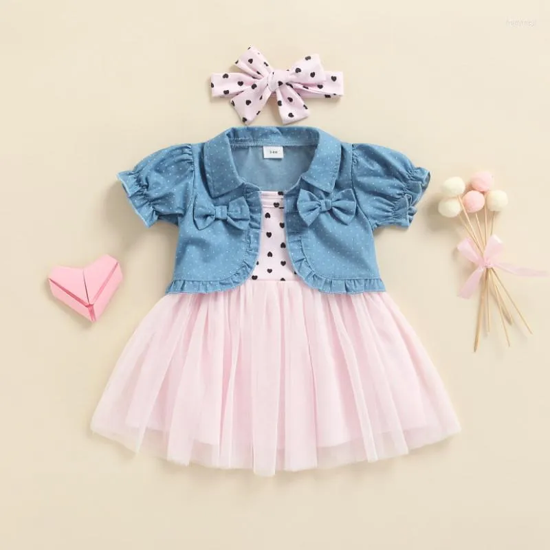 Robes d'été pour petites filles, vêtements Tutu à bretelles Spaghetti, sans manches, en Tulle, avec veste à manches courtes et bandeau