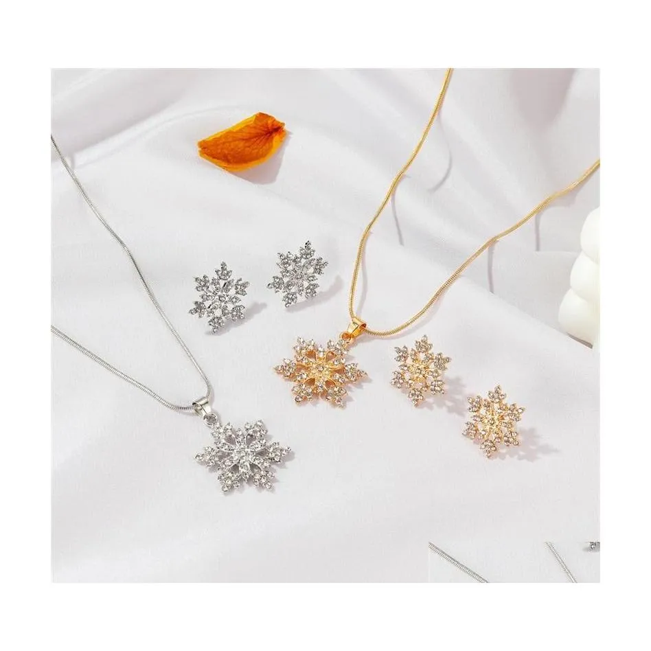 Earrings Necklace Snowflake Necklace Earrings Christmas Luxury Jewelry Set Accessories Valentines Party Gifts 5626 Q2 Drop Delivery Dh4Vo
