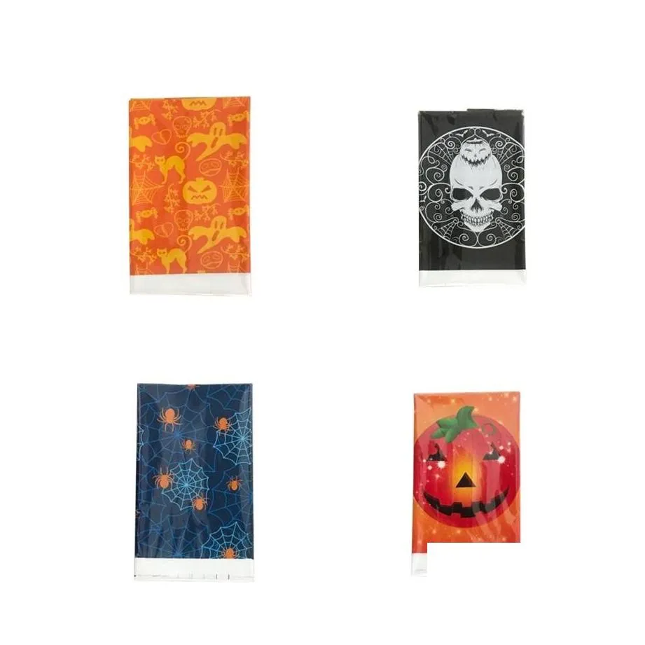 Tabela de mesa descart￡vel Tabelas de estilo Halloween Tabela de pl￡stico descart￡vel Ers Ers temas Partes de comprimido SKL Pumpkin Pattern Selli Dhwz5