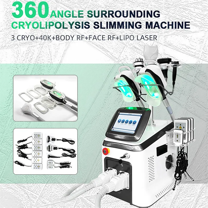 High Technology 360 Cryolipolysis Freeze Slant Machine Ultrasonic 40K Cavitation Lipo Laser Freezing Body Weight Loss Beauty Salon Equipment